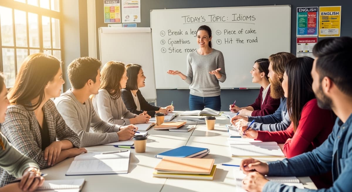 Aula em grupo de inglês